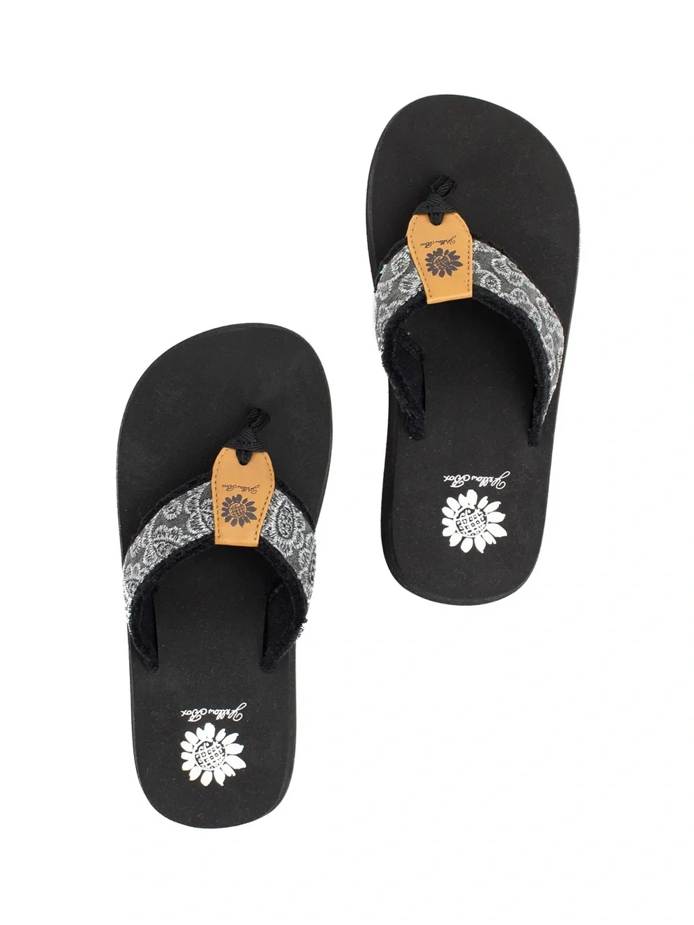 Yellow box Fabulous black  Flip Flop sandals medium width new in box - Picture 3 of 4